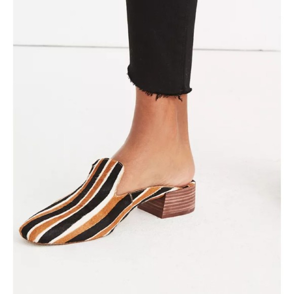 Madewell Shoes - Madewell The Willa Loafer Mule in Striped Calf Hair Slip-On Size 6.5